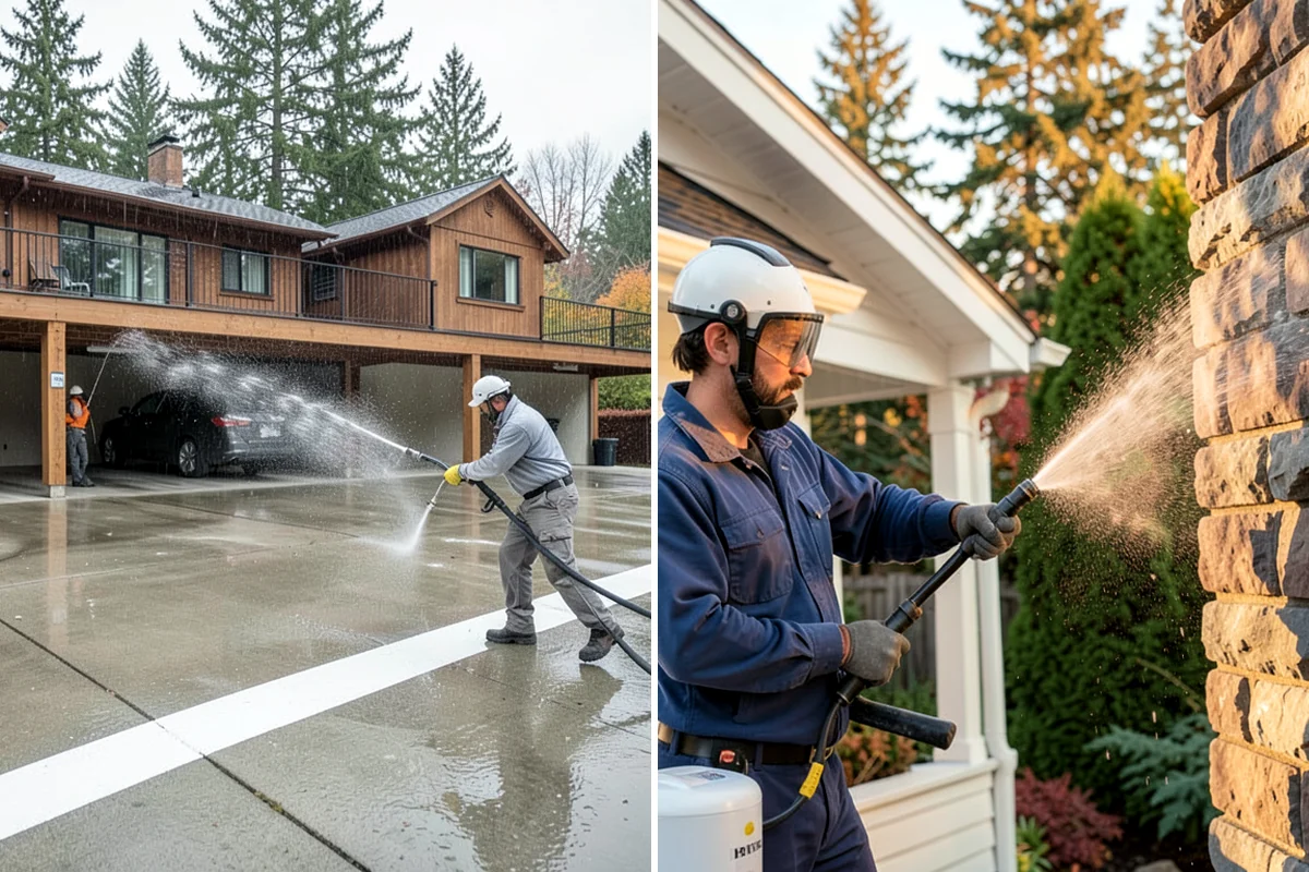 Block Wall Cleaning in Federal Way, King County, WA - Protect the base and adjacent surfaces