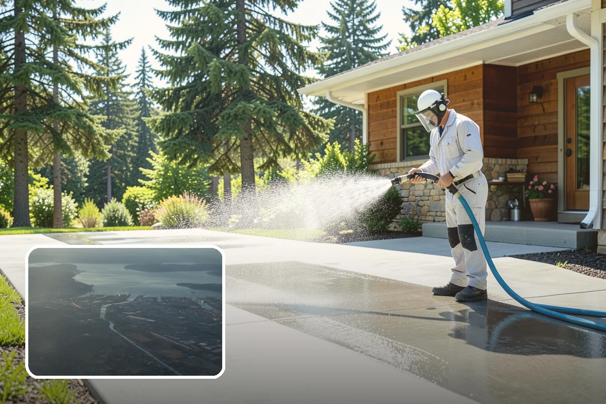 Block Wall Cleaning in Fife, Pierce County, WA - Clears algae from highly porous block faces