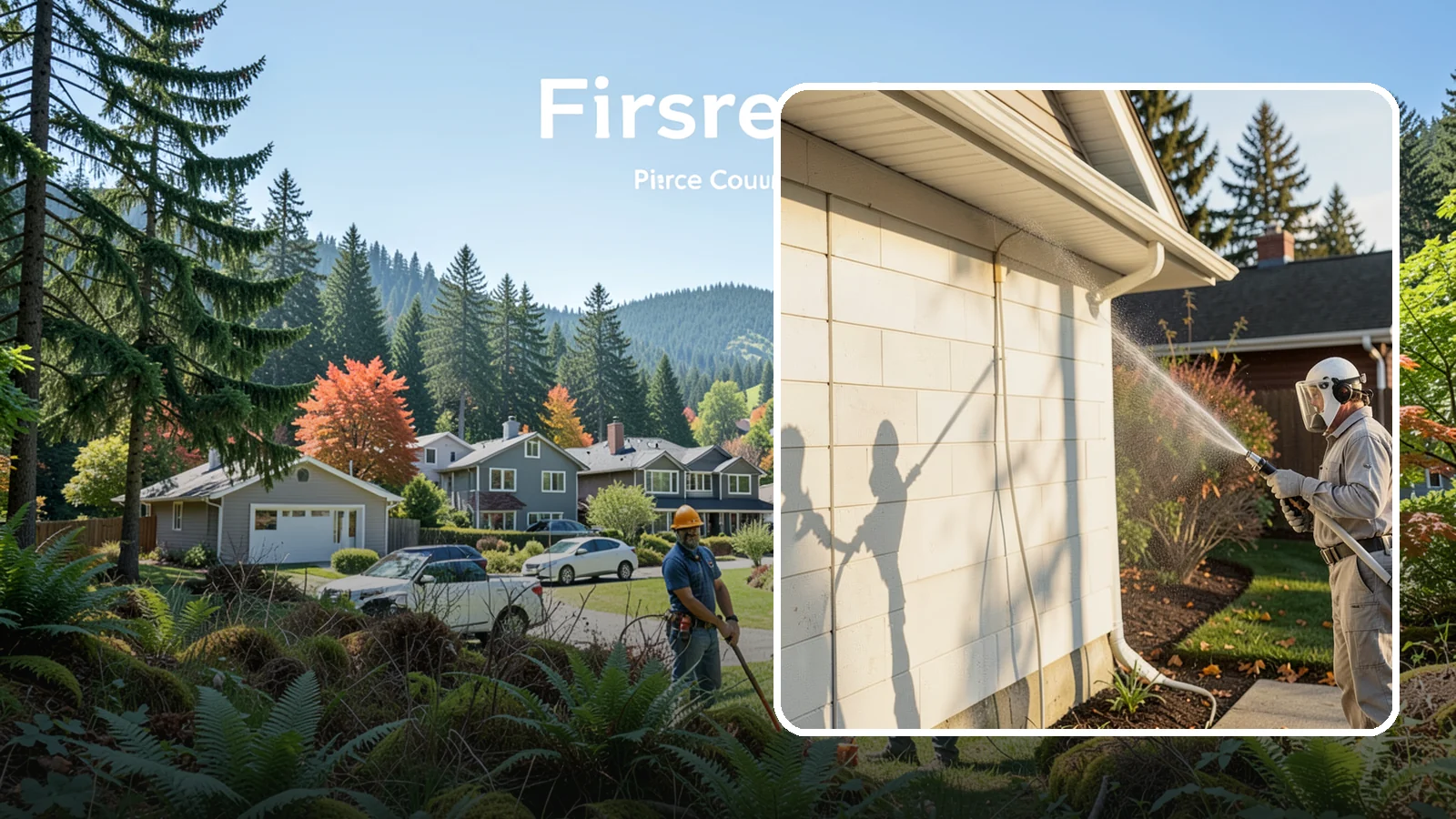 Block Wall Cleaning in Fircrest, Pierce County, WA - Wash CMU block walls to clear the algae and efflorescence that thrive on porous concrete masonry.