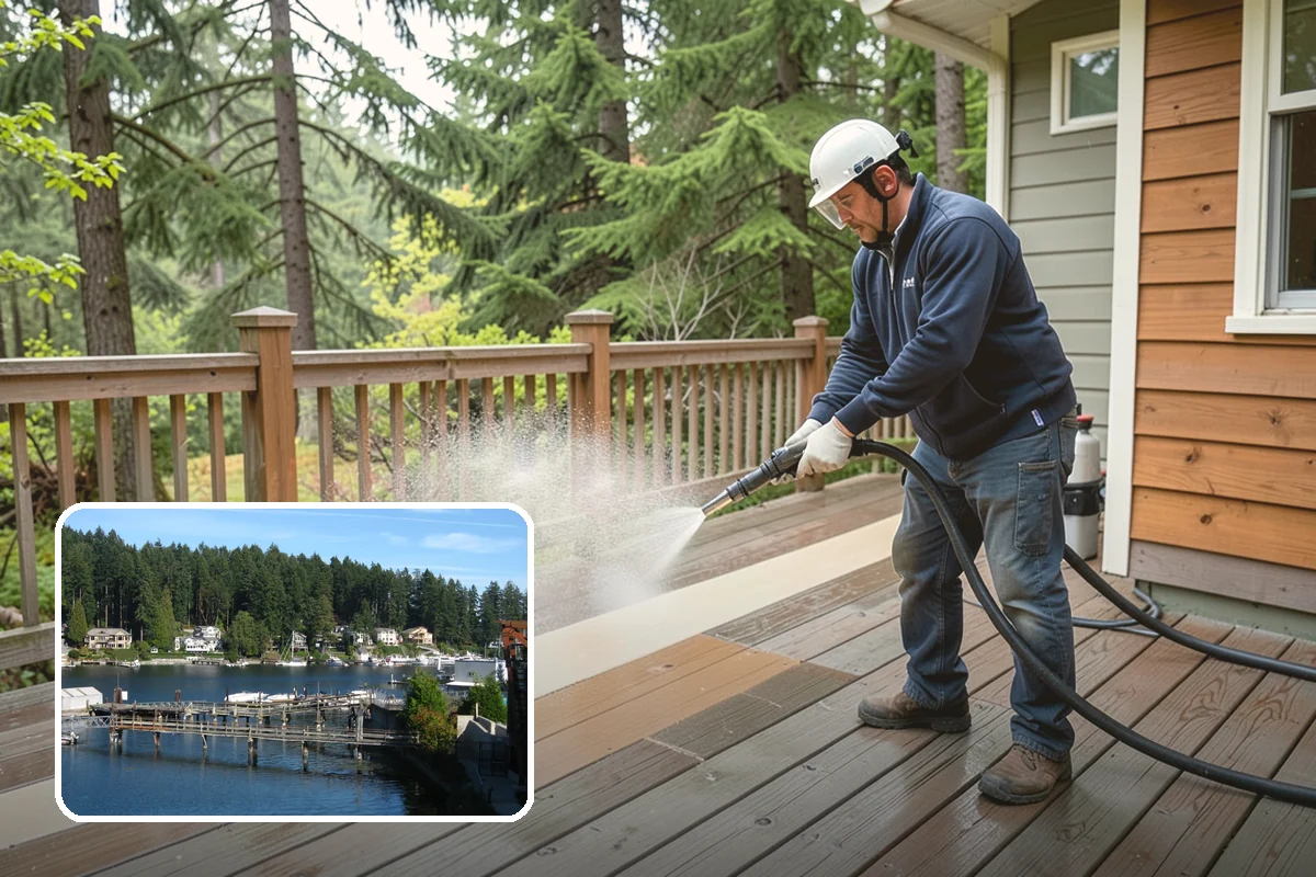 Block Wall Cleaning in Gig Harbor, Pierce County, WA - Clears algae from highly porous block faces