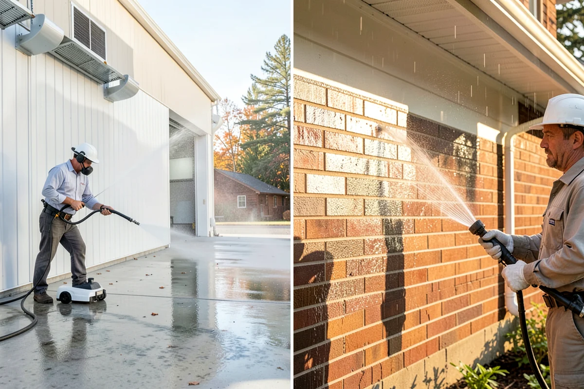 Block Wall Cleaning in Gig Harbor, Pierce County, WA - Protect the base and adjacent surfaces