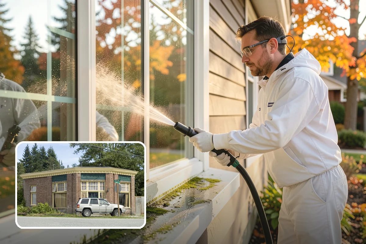 Block Wall Cleaning in Hamilton, Skagit County, WA - Clears algae from highly porous block faces