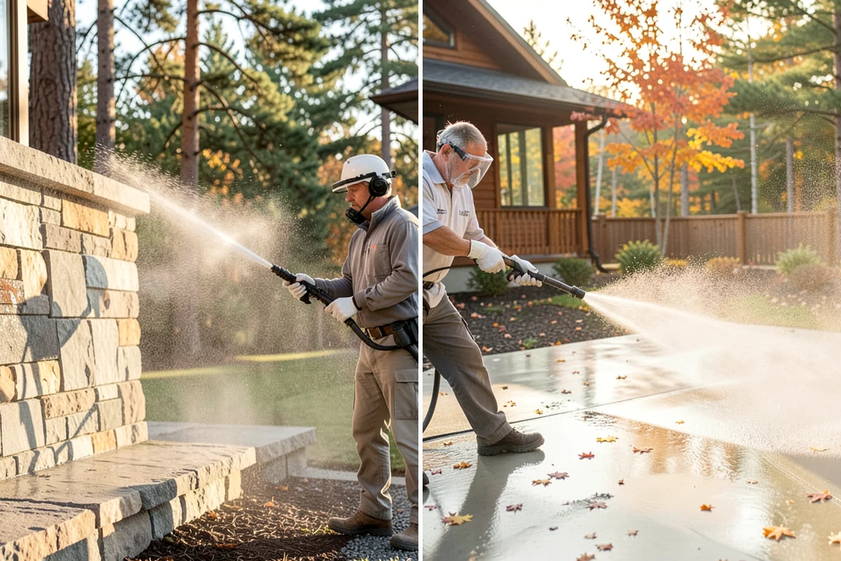 Block Wall Cleaning in Hunts Point, King County, WA - Protect the base and adjacent surfaces