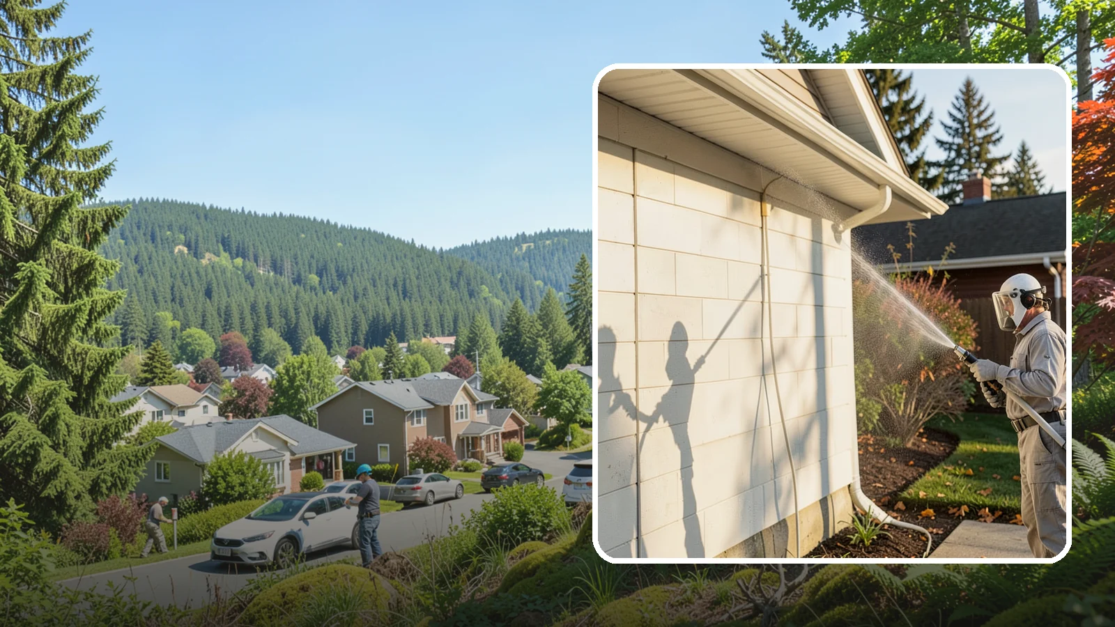 Block Wall Cleaning in Index, Snohomish County, WA - Wash CMU block walls to clear the algae and efflorescence that thrive on porous concrete masonry.