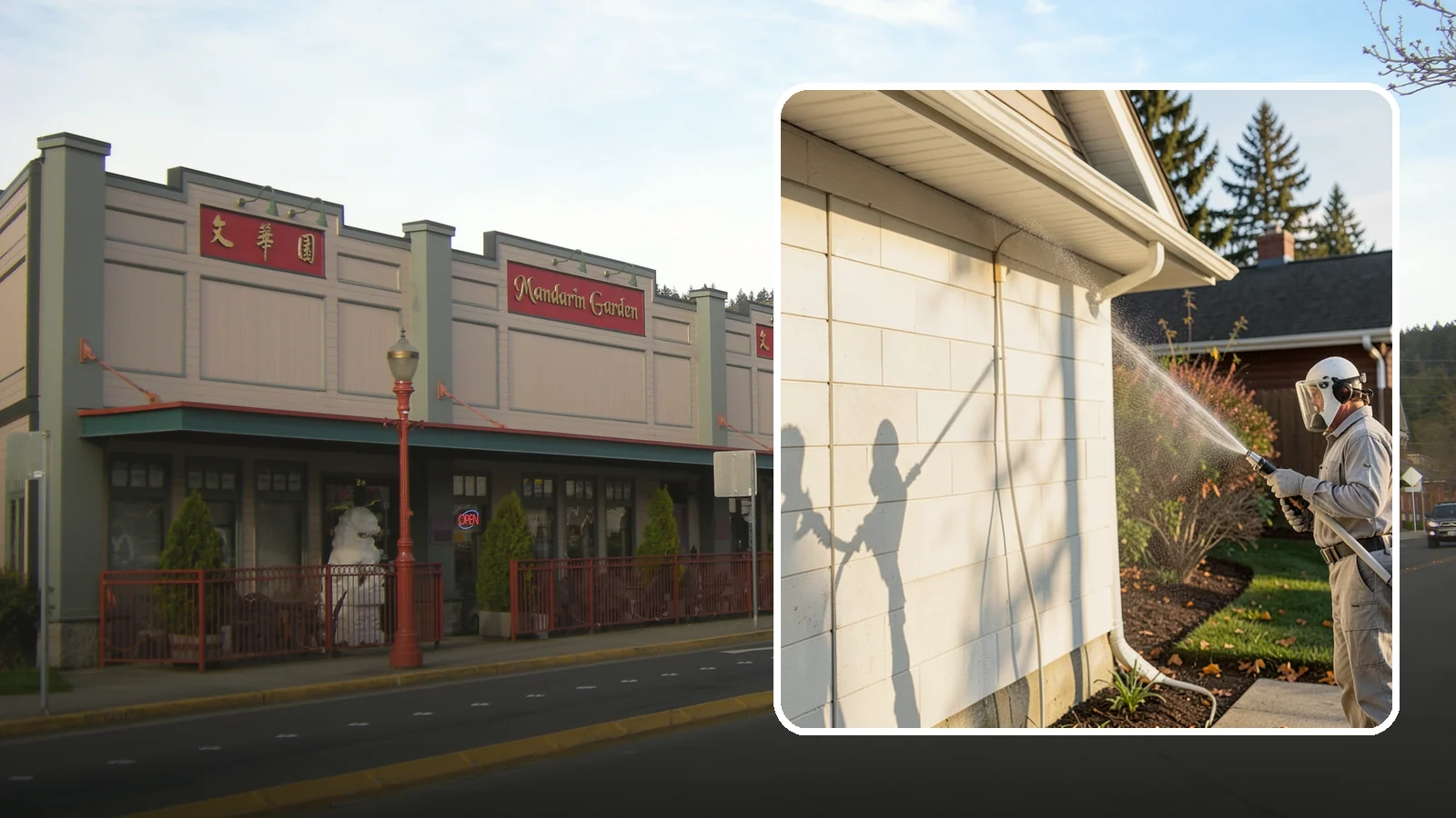 Block Wall Cleaning in Issaquah, King County, WA - Wash CMU block walls to clear the algae and efflorescence that thrive on porous concrete masonry.