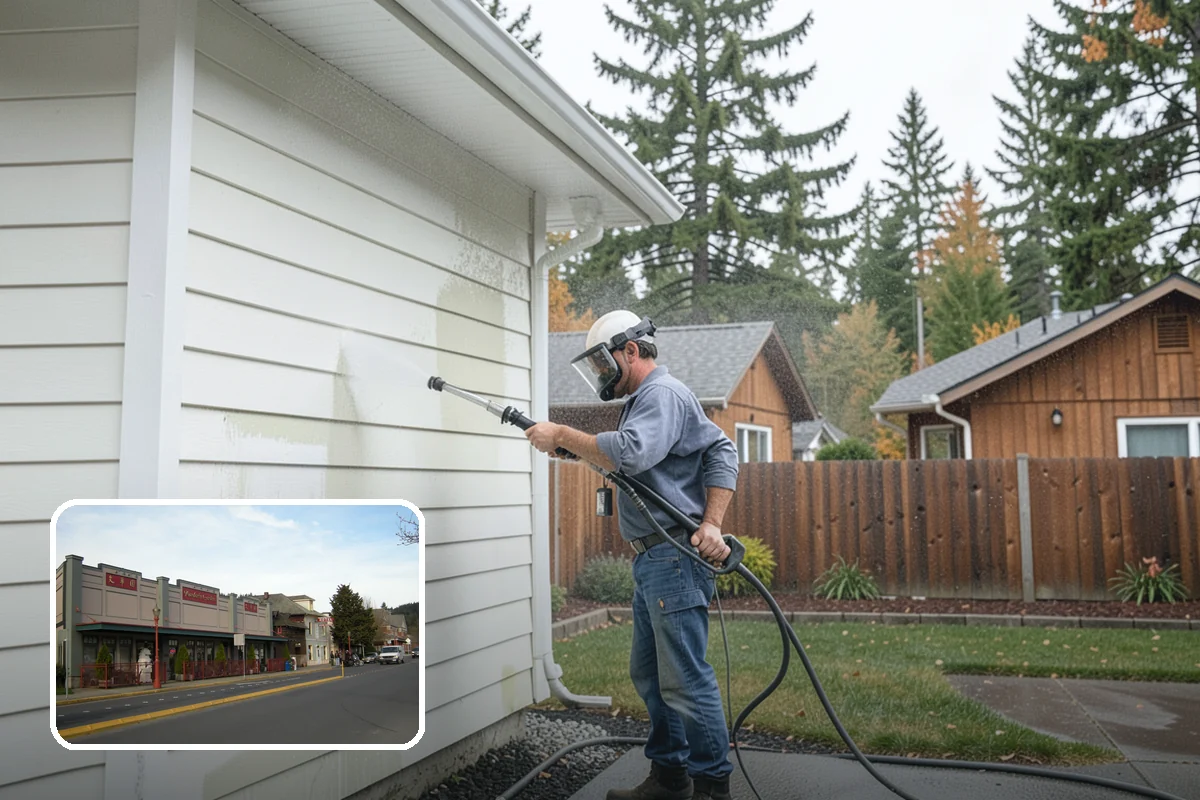 Block Wall Cleaning in Issaquah, King County, WA - Clears algae from highly porous block faces