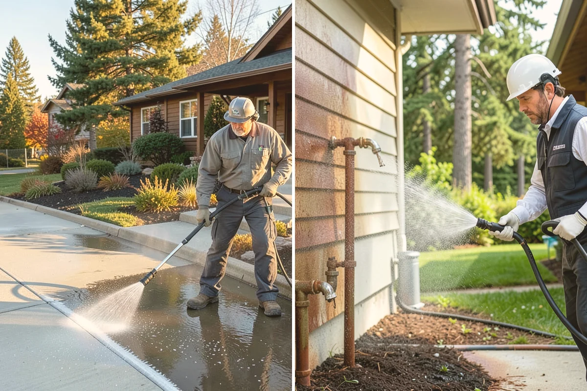 Block Wall Cleaning in Kent, King County, WA - Protect the base and adjacent surfaces