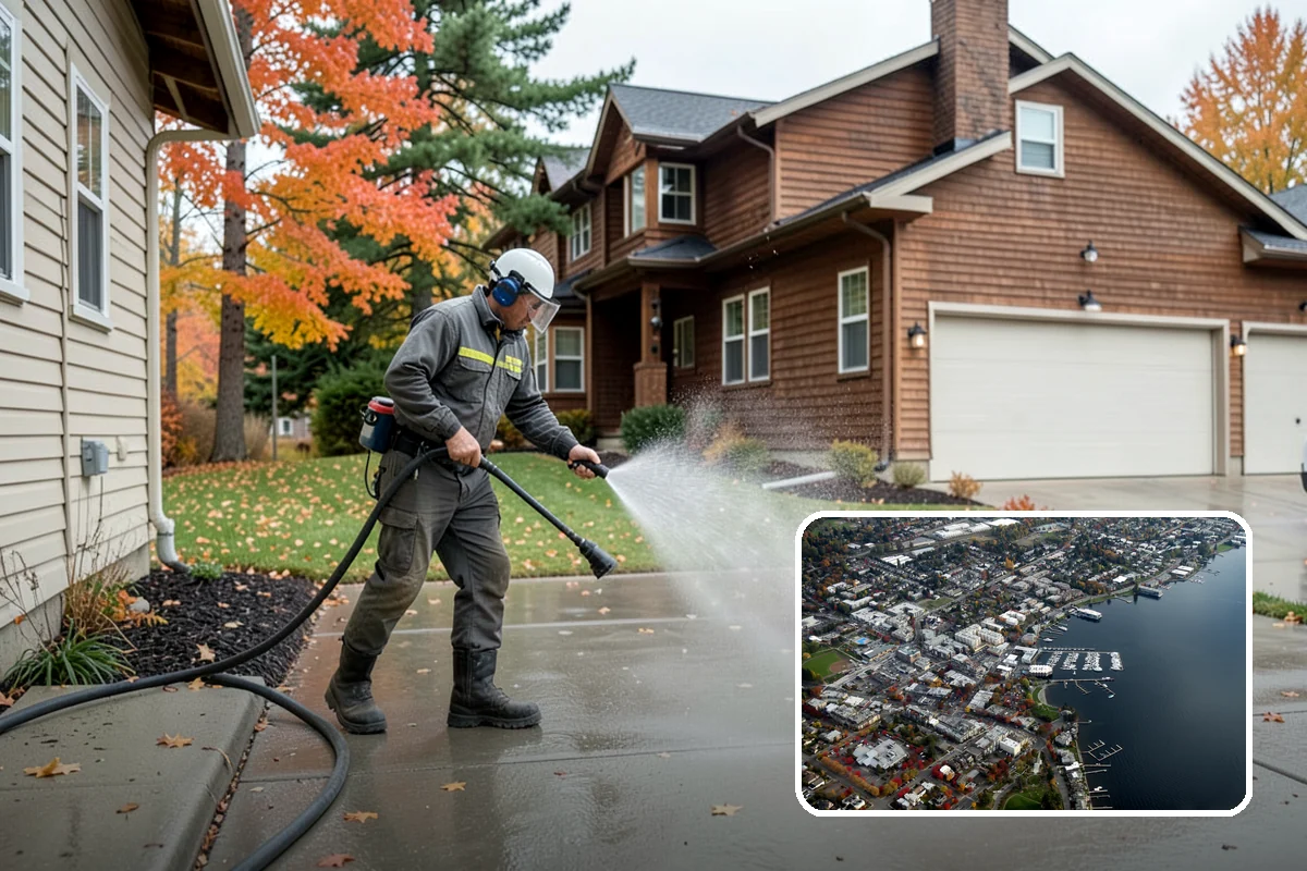 Block Wall Cleaning in Kirkland, King County, WA - Clears algae from highly porous block faces