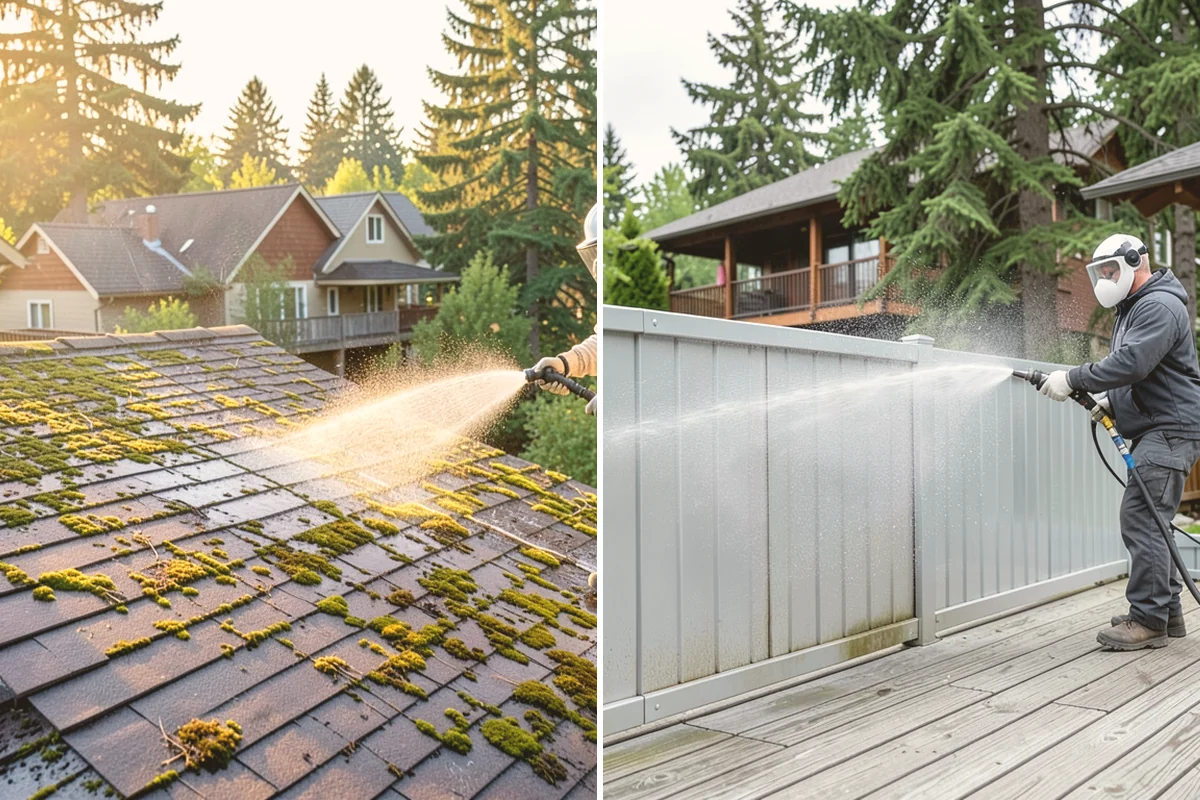 Block Wall Cleaning in Kirkland, King County, WA - Protect the base and adjacent surfaces