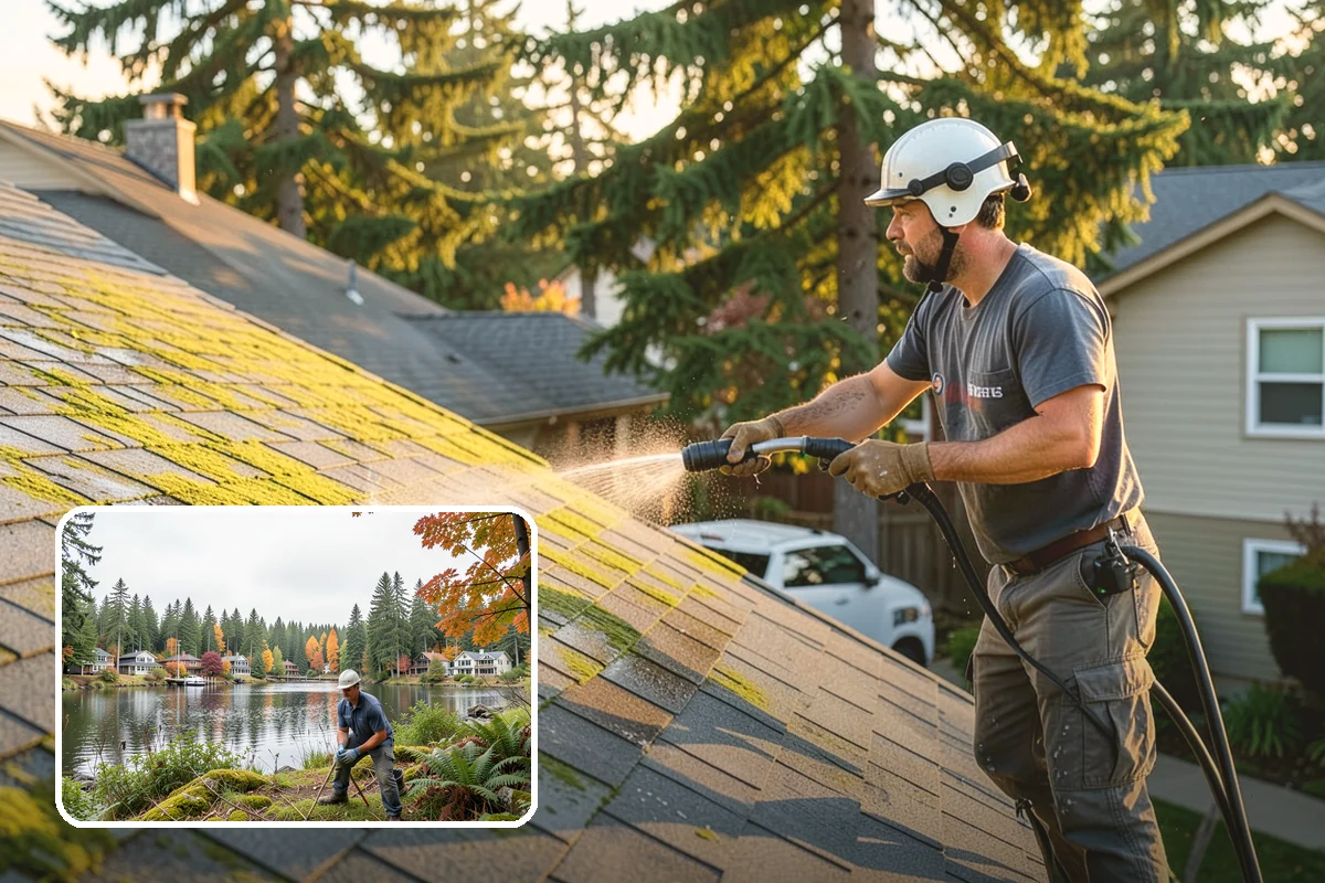 Block Wall Cleaning in La Conner, Skagit County, WA - Clears algae from highly porous block faces