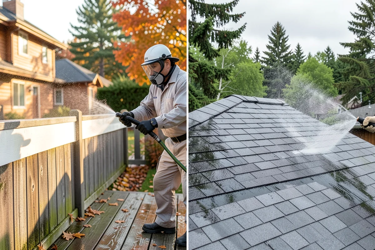 Block Wall Cleaning in Lake Forest Park, King County, WA - Protect the base and adjacent surfaces
