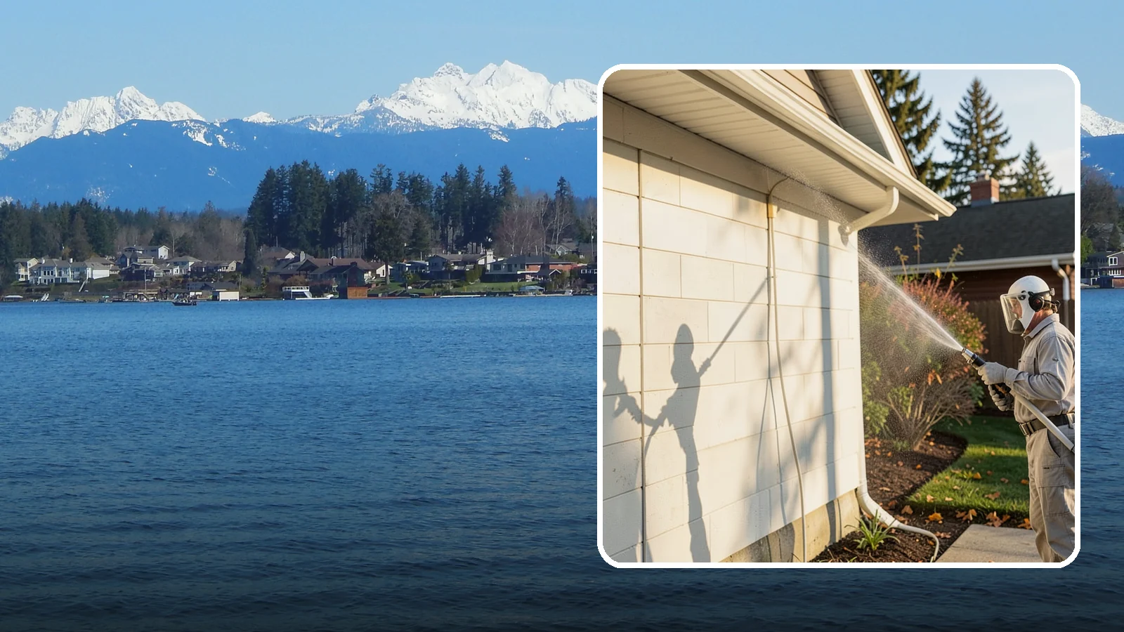 Block Wall Cleaning in Lake Stevens, Snohomish County, WA - Wash CMU block walls to clear the algae and efflorescence that thrive on porous concrete masonry.