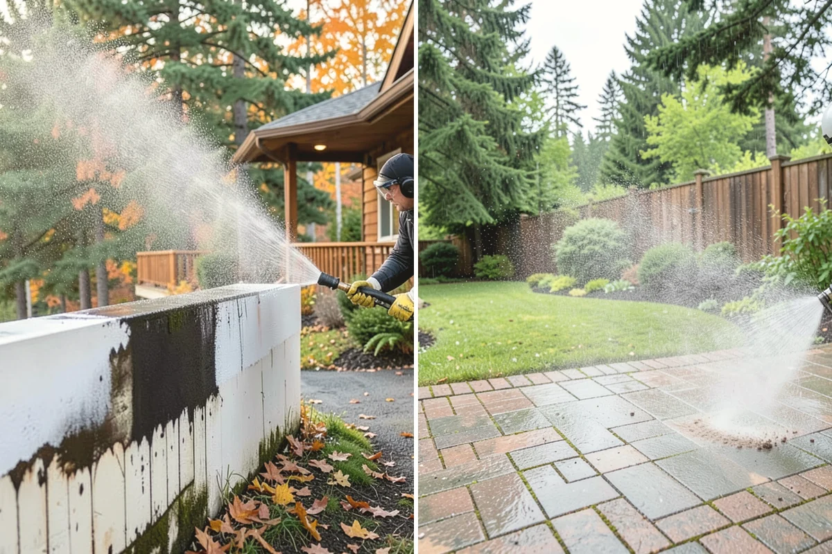 Block Wall Cleaning in Lake Stevens, Snohomish County, WA - Protect the base and adjacent surfaces