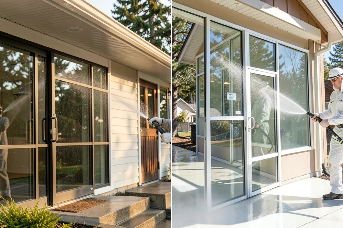 Block Wall Cleaning in Lakewood, Pierce County, WA - Protect the base and adjacent surfaces