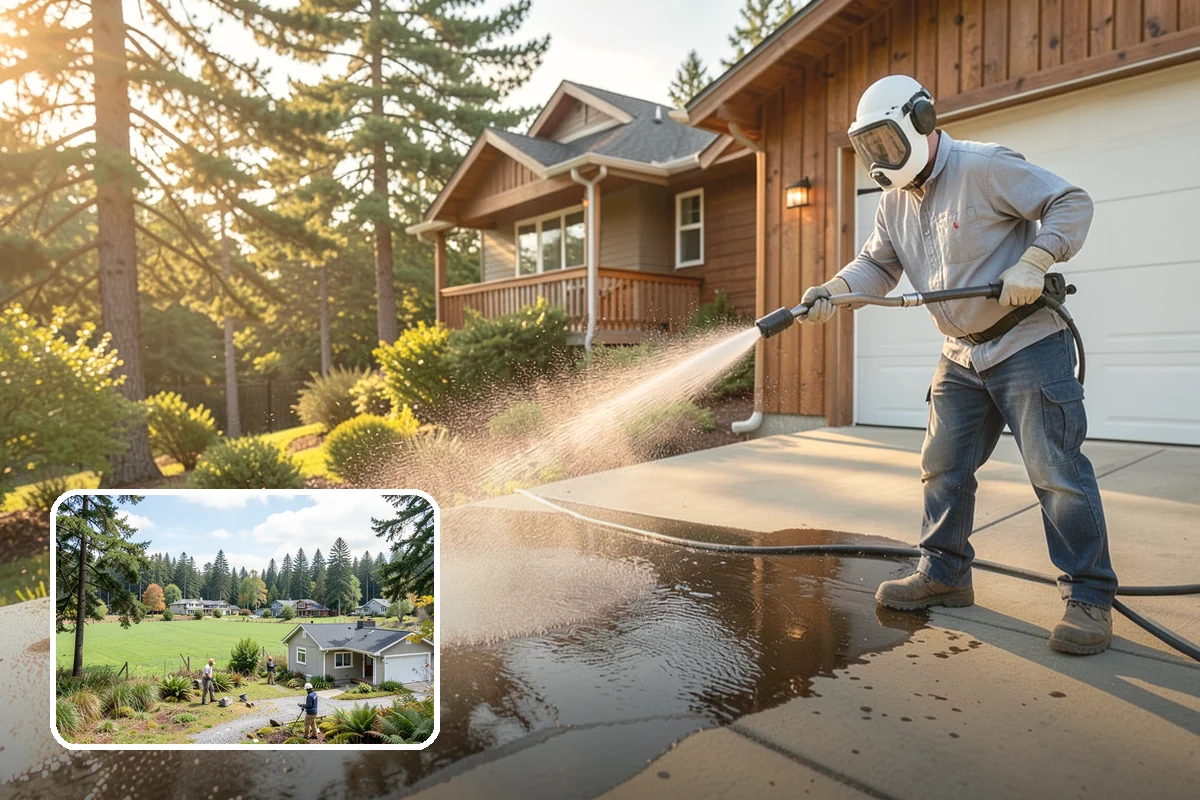 Block Wall Cleaning in Lyman, Skagit County, WA - Clears algae from highly porous block faces