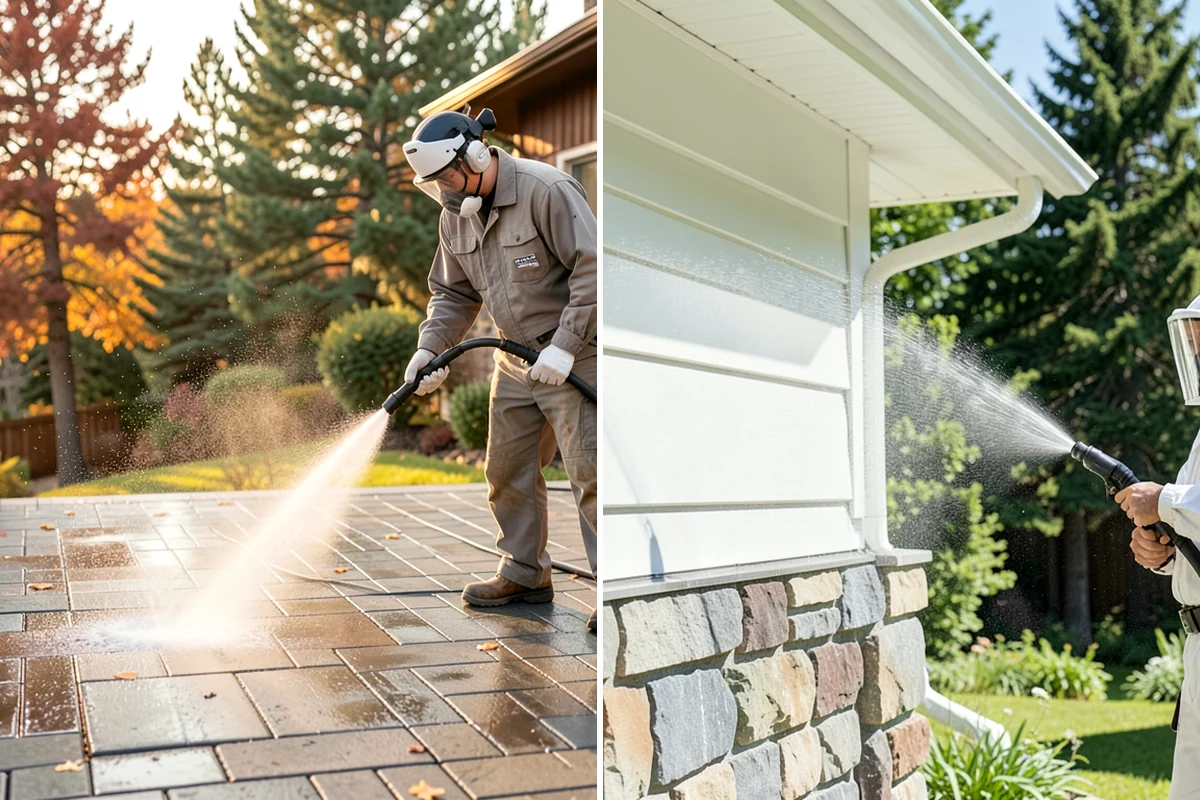 Block Wall Cleaning in Lyman, Skagit County, WA - Protect the base and adjacent surfaces