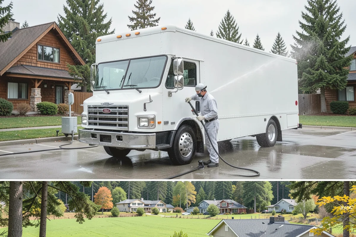 Block Wall Cleaning in Lyman, Skagit County, WA - Summer is preferable because dry block accepts treatment more evenly and efflorescence is easier to resolve when the wall is not...