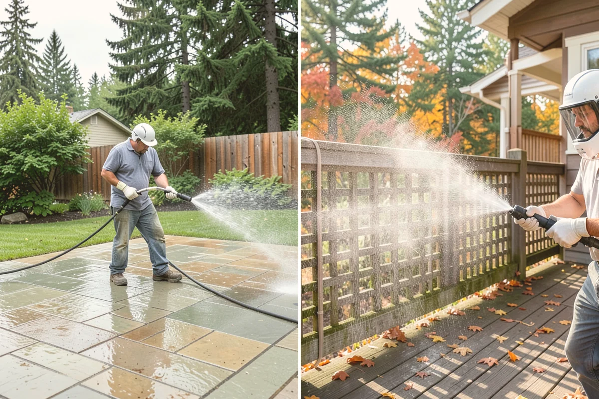 Block Wall Cleaning in Lynnwood, Snohomish County, WA - Protect the base and adjacent surfaces