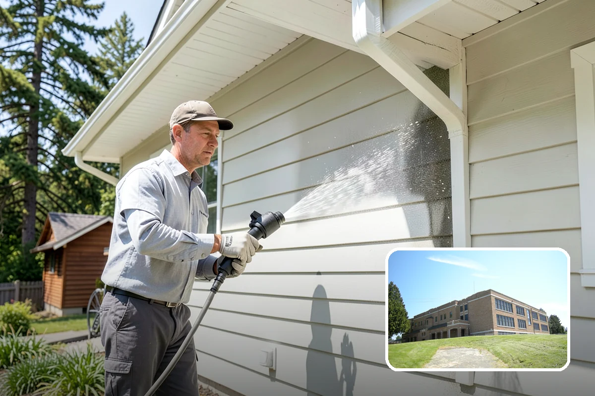 Block Wall Cleaning in Maple Valley, King County, WA - Clears algae from highly porous block faces