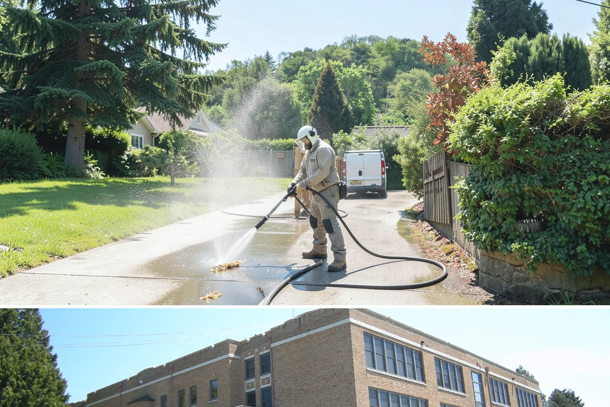 Block Wall Cleaning in Maple Valley, King County, WA - Summer is preferable because dry block accepts treatment more evenly and efflorescence is easier to resolve when the wall is not...