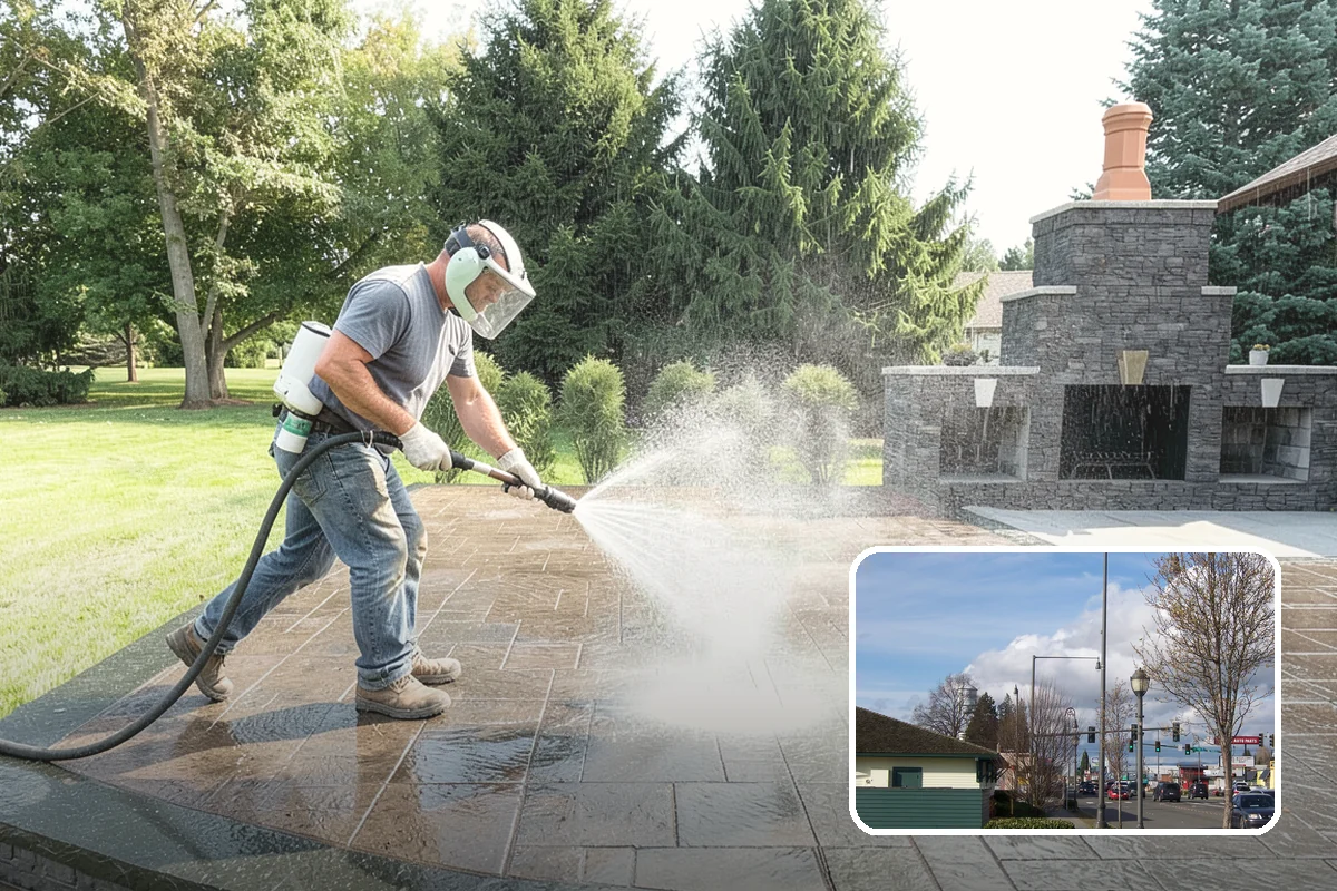 Block Wall Cleaning in Marysville, Snohomish County, WA - Clears algae from highly porous block faces