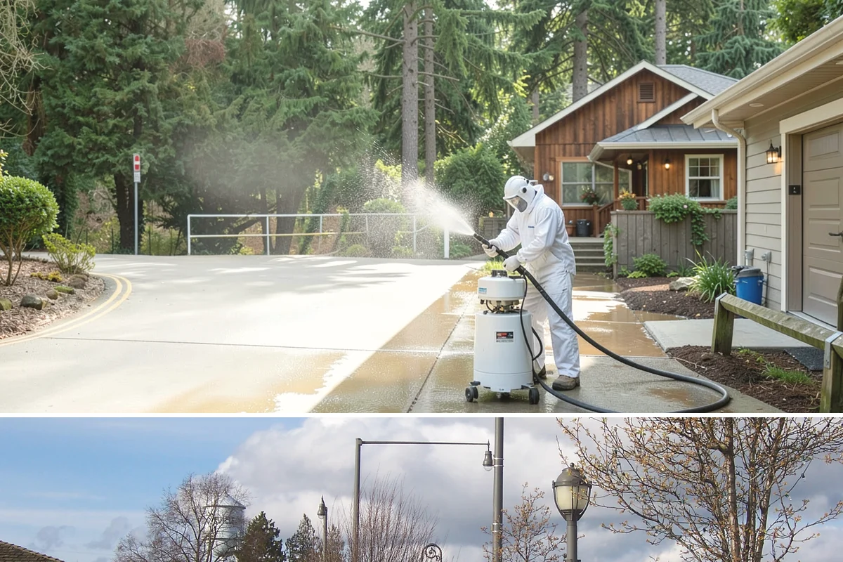 Block Wall Cleaning in Marysville, Snohomish County, WA - Summer is preferable because dry block accepts treatment more evenly and efflorescence is easier to resolve when the wall is not...