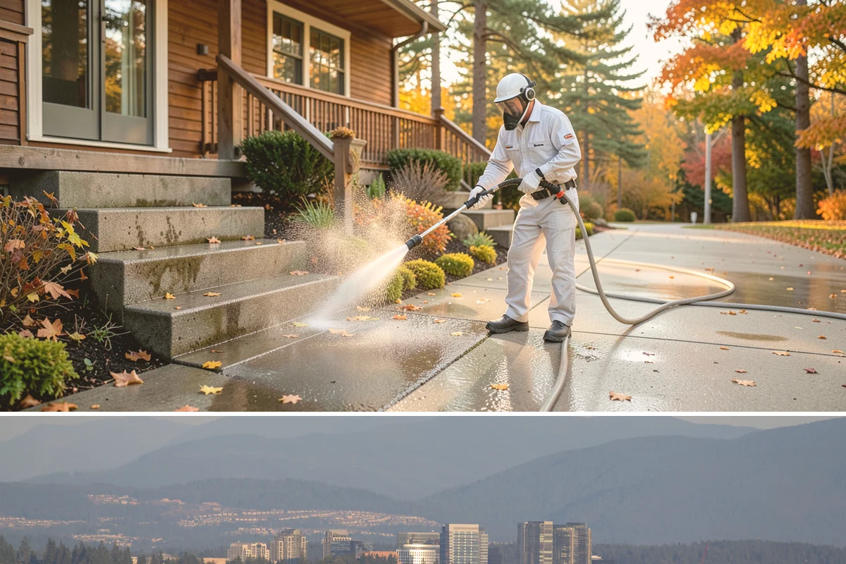 Block Wall Cleaning in Medina, King County, WA - Summer is preferable because dry block accepts treatment more evenly and efflorescence is easier to resolve when the wall is not...