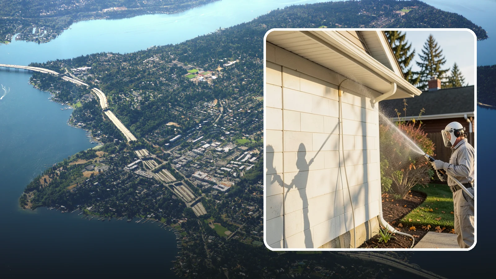 Block Wall Cleaning in Mercer Island, King County, WA - Wash CMU block walls to clear the algae and efflorescence that thrive on porous concrete masonry.