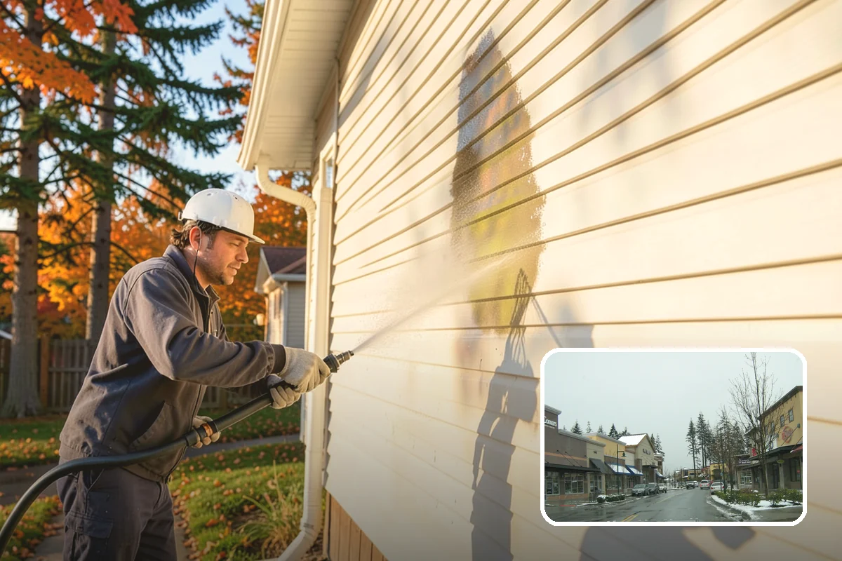 Block Wall Cleaning in Mill Creek, Snohomish County, WA - Clears algae from highly porous block faces