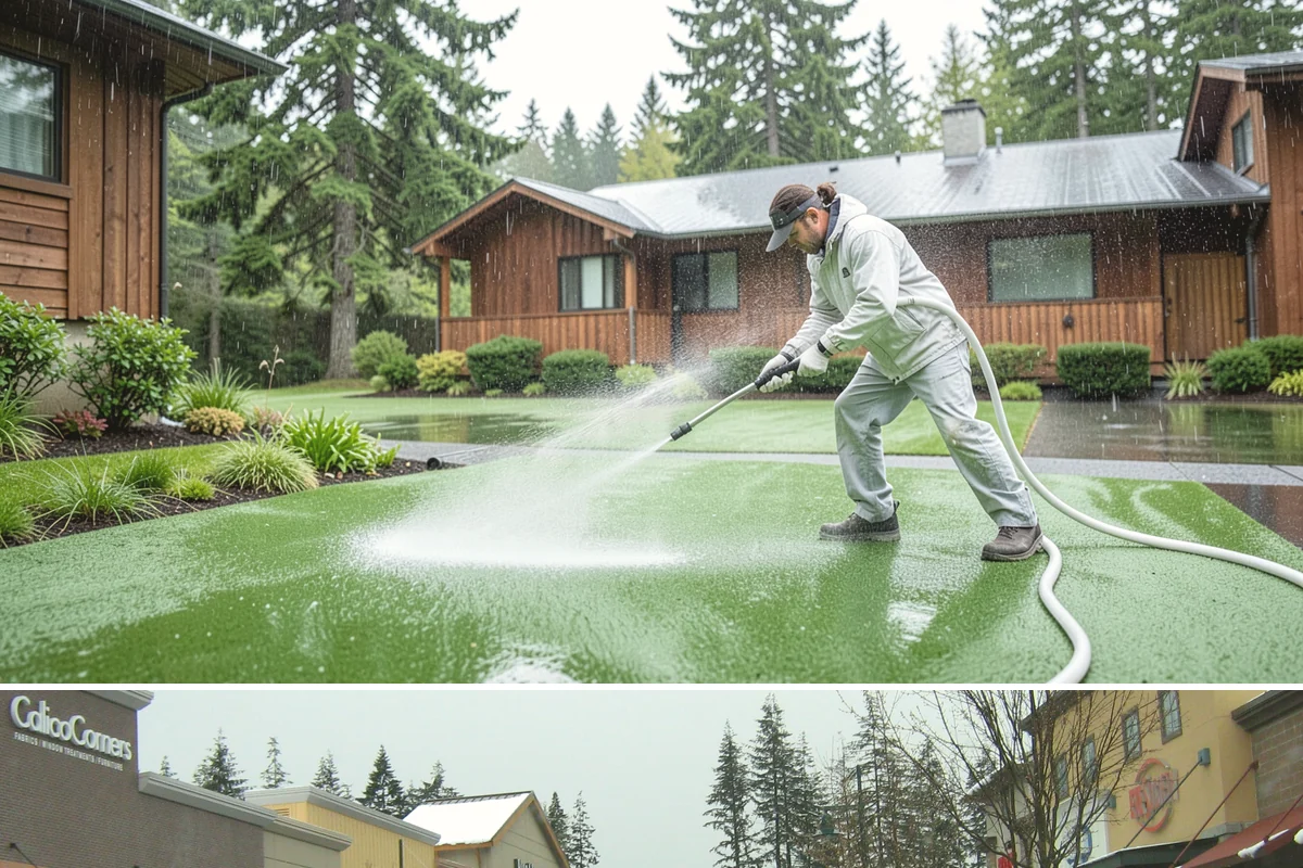 Block Wall Cleaning in Mill Creek, Snohomish County, WA - Summer is preferable because dry block accepts treatment more evenly and efflorescence is easier to resolve when the wall is not...
