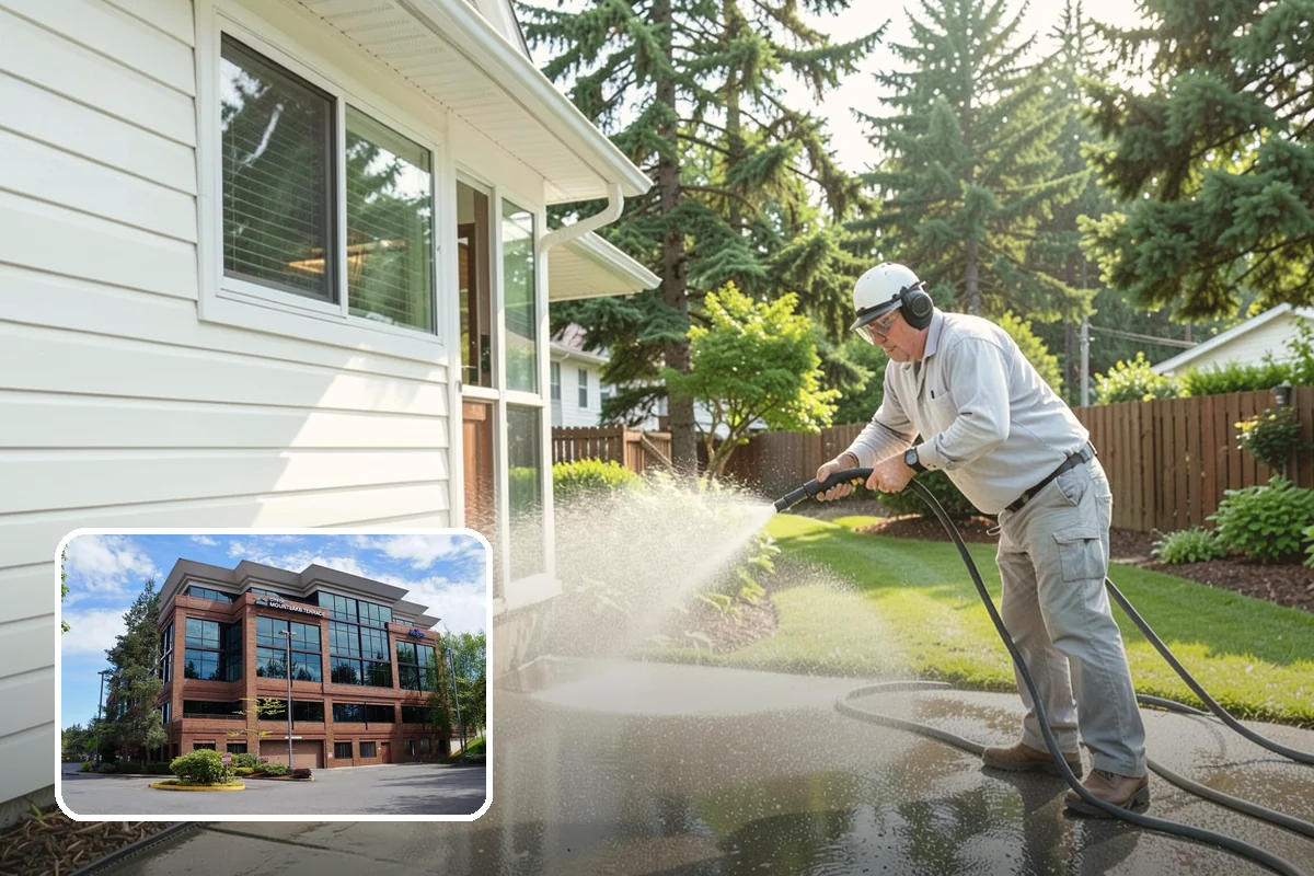 Block Wall Cleaning in Mountlake Terrace, Snohomish County, WA - Clears algae from highly porous block faces