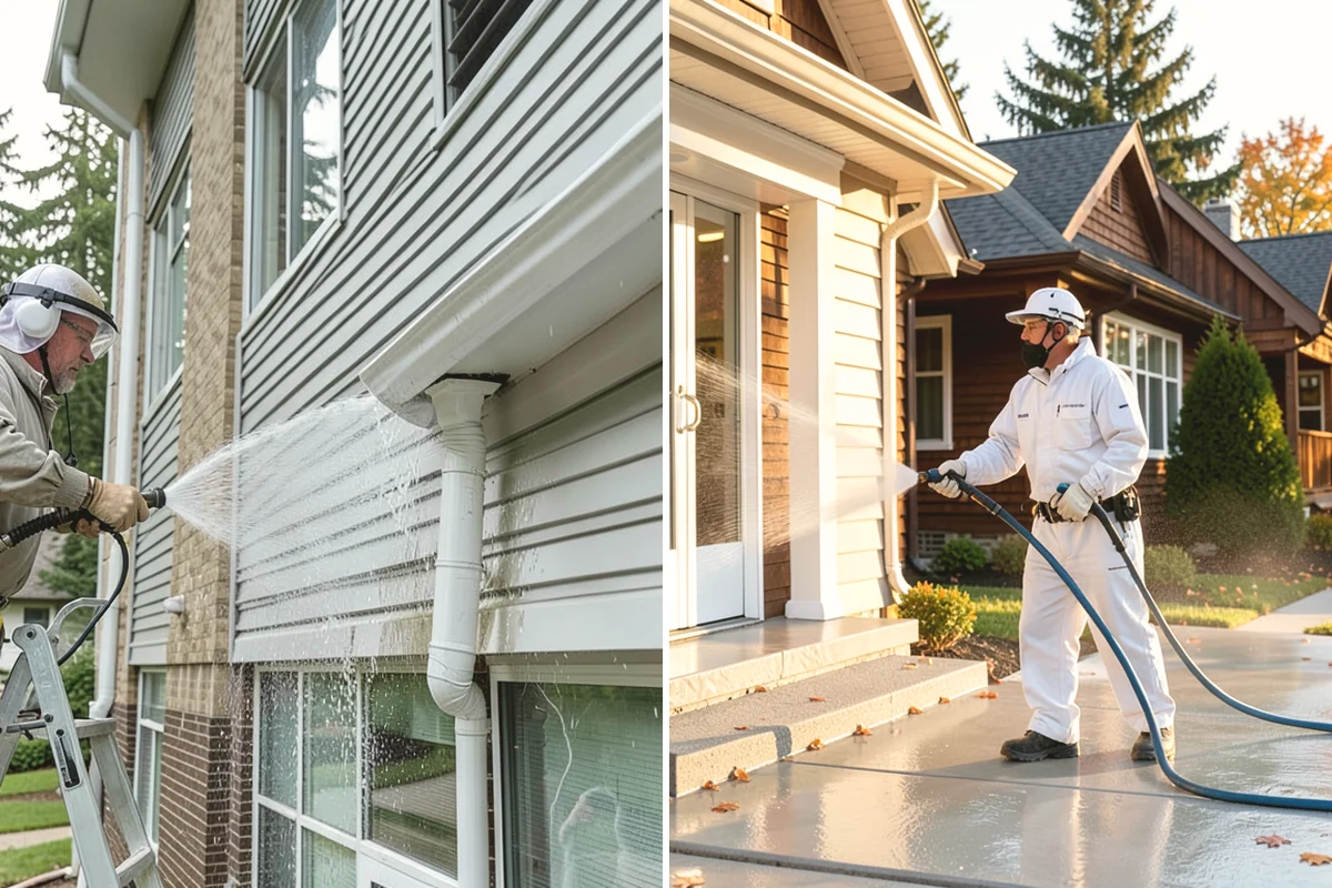 Block Wall Cleaning in Mountlake Terrace, Snohomish County, WA - Protect the base and adjacent surfaces