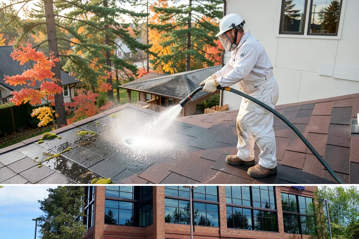 Block Wall Cleaning in Mountlake Terrace, Snohomish County, WA - Summer is preferable because dry block accepts treatment more evenly and efflorescence is easier to resolve when the wall is not...