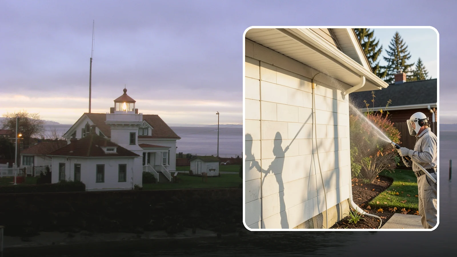 Block Wall Cleaning in Mukilteo, Snohomish County, WA - Wash CMU block walls to clear the algae and efflorescence that thrive on porous concrete masonry.