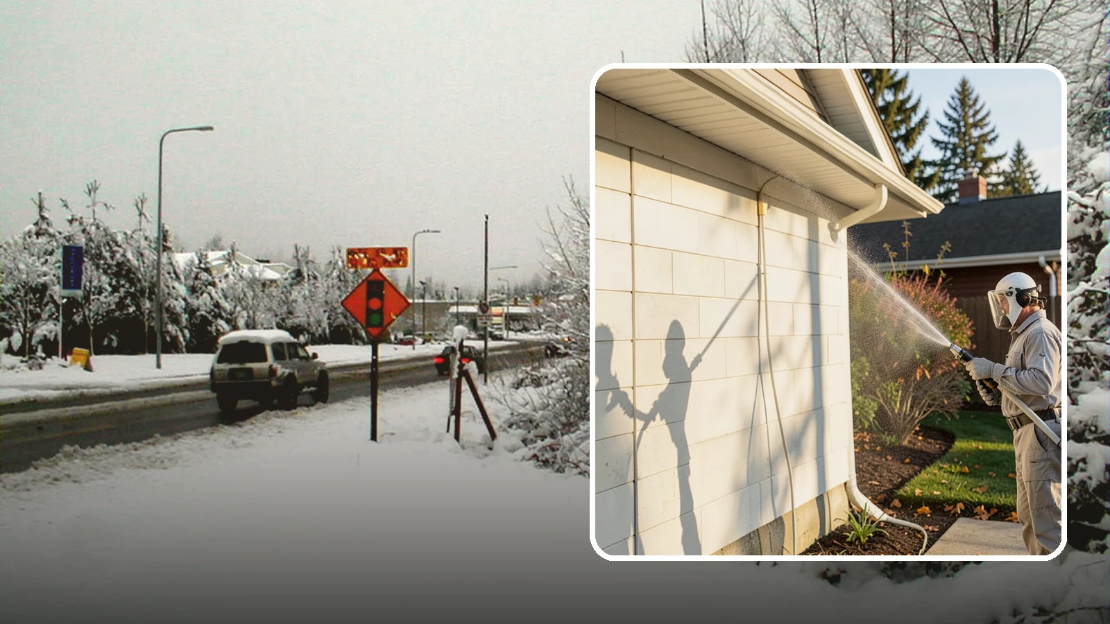 Block Wall Cleaning in Newcastle, King County, WA - Wash CMU block walls to clear the algae and efflorescence that thrive on porous concrete masonry.