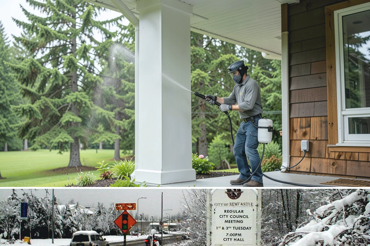 Block Wall Cleaning in Newcastle, King County, WA - Summer is preferable because dry block accepts treatment more evenly and efflorescence is easier to resolve when the wall is not...