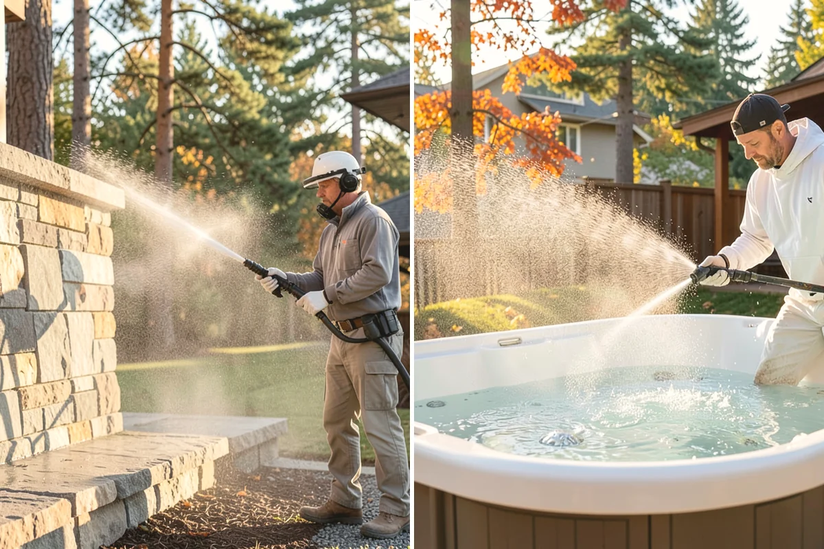 Block Wall Cleaning in North Bend, King County, WA - Protect the base and adjacent surfaces