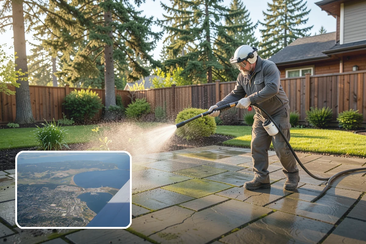 Block Wall Cleaning in Oak Harbor, Island County, WA - Clears algae from highly porous block faces