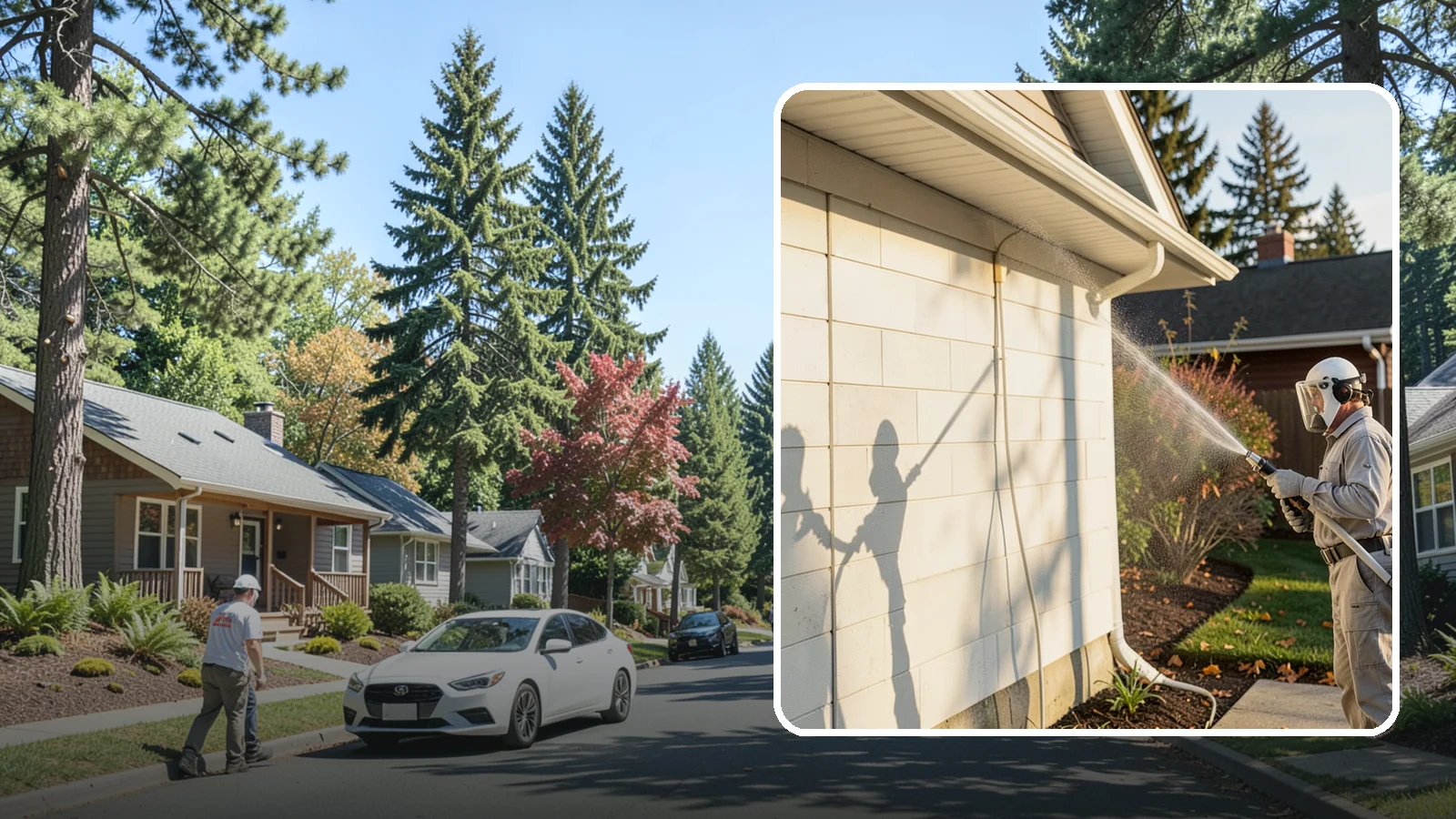 Block Wall Cleaning in Orting, Pierce County, WA - Wash CMU block walls to clear the algae and efflorescence that thrive on porous concrete masonry.