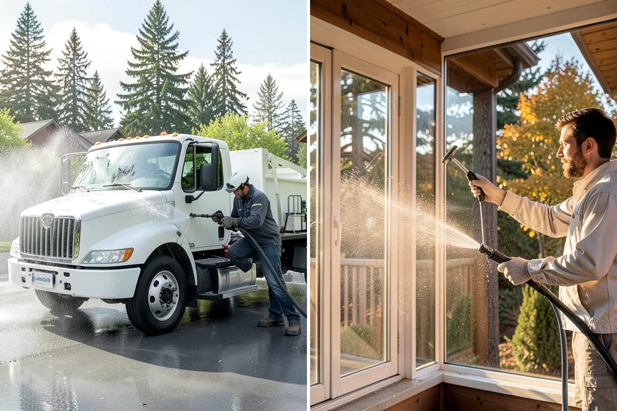 Block Wall Cleaning in Puyallup, Pierce County, WA - Protect the base and adjacent surfaces