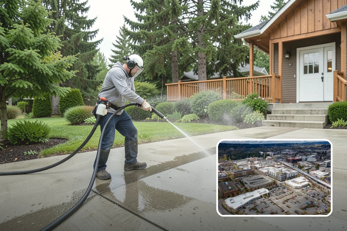 Block Wall Cleaning in Redmond, King County, WA - Clears algae from highly porous block faces