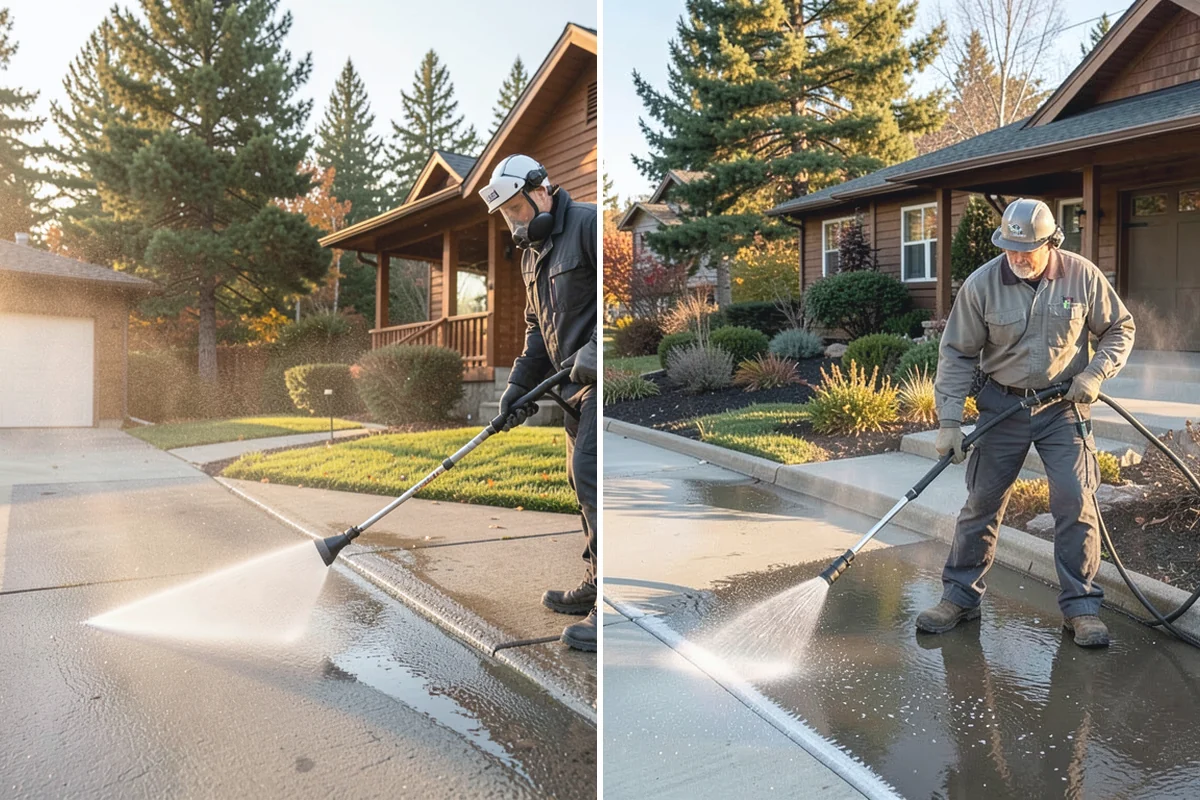 Block Wall Cleaning in Redmond, King County, WA - Protect the base and adjacent surfaces