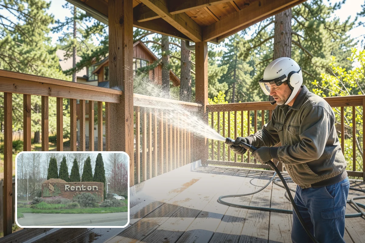 Block Wall Cleaning in Renton, King County, WA - Clears algae from highly porous block faces