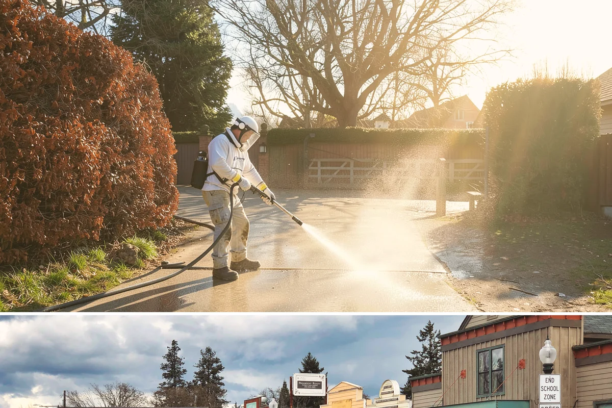Block Wall Cleaning in Roy, Pierce County, WA - Summer is preferable because dry block accepts treatment more evenly and efflorescence is easier to resolve when the wall is not...