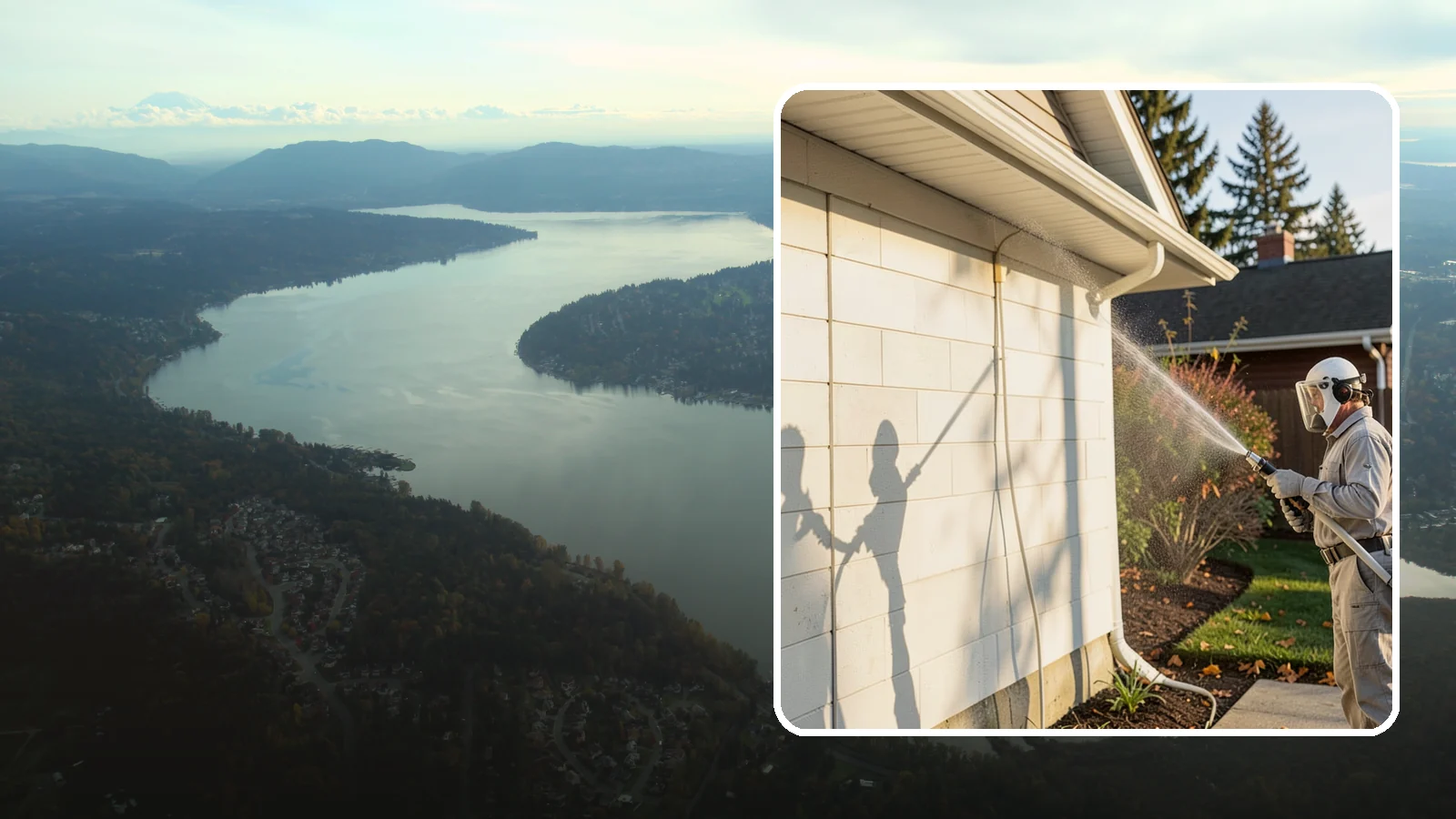 Block Wall Cleaning in Sammamish, King County, WA - Wash CMU block walls to clear the algae and efflorescence that thrive on porous concrete masonry.