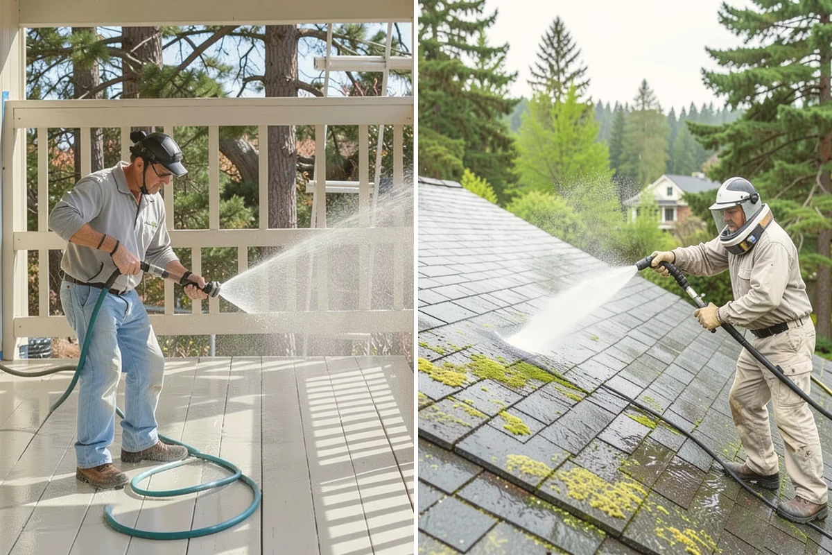 Block Wall Cleaning in Sammamish, King County, WA - Protect the base and adjacent surfaces