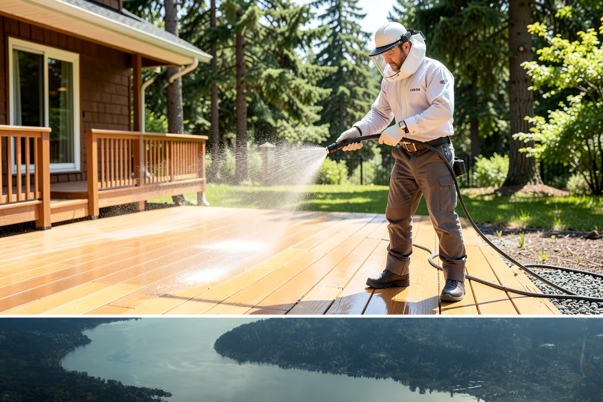 Block Wall Cleaning in Sammamish, King County, WA - Summer is preferable because dry block accepts treatment more evenly and efflorescence is easier to resolve when the wall is not...