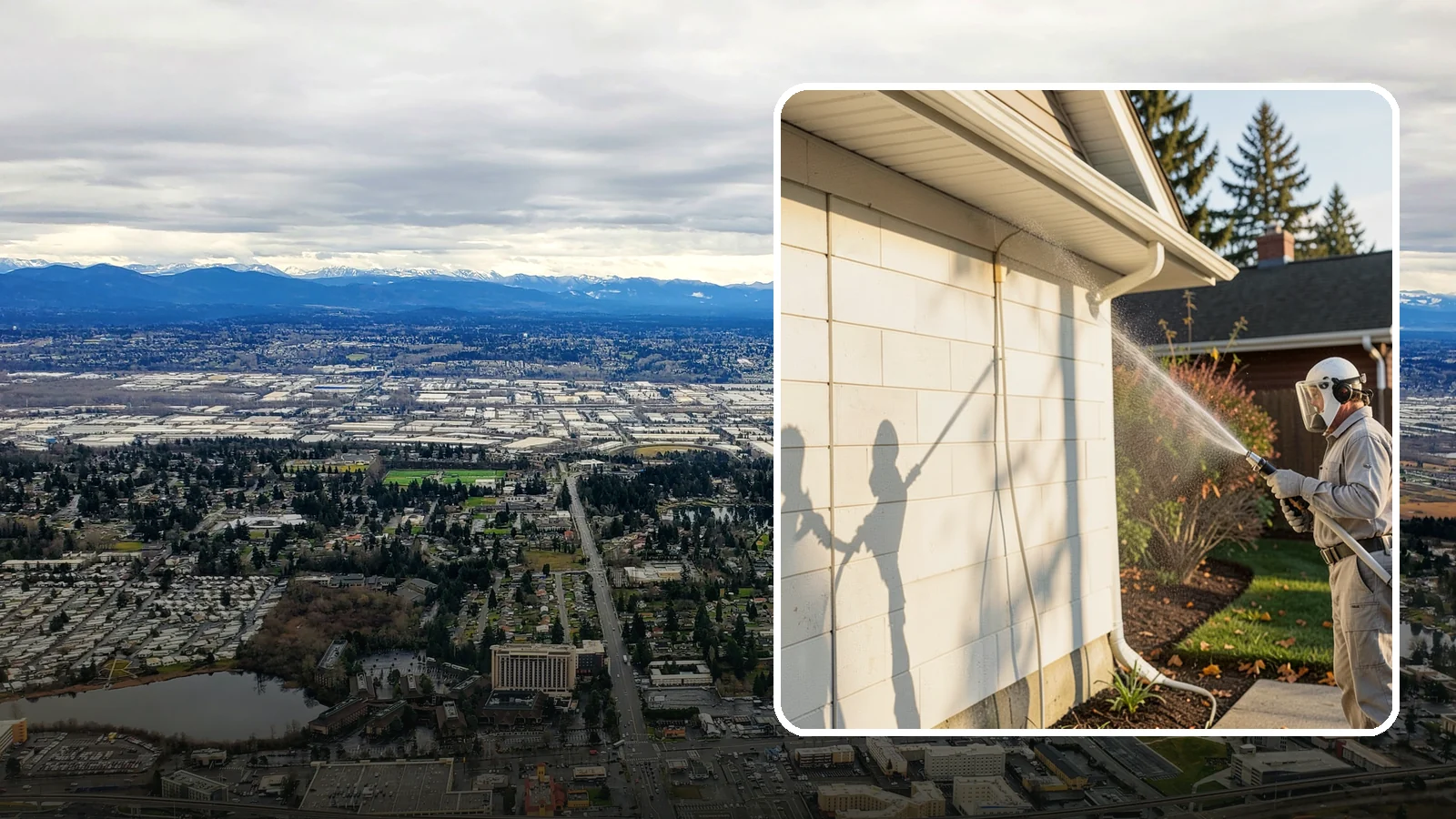 Block Wall Cleaning in SeaTac, King County, WA - Wash CMU block walls to clear the algae and efflorescence that thrive on porous concrete masonry.