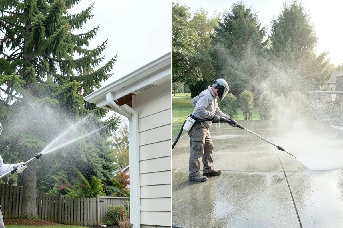 Block Wall Cleaning in SeaTac, King County, WA - Protect the base and adjacent surfaces