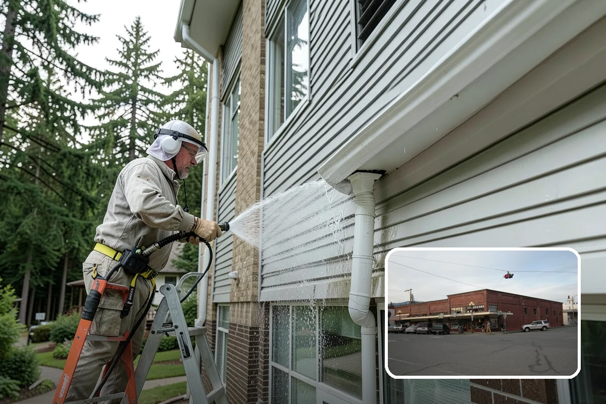 Block Wall Cleaning in Sedro-Woolley, Skagit County, WA - Clears algae from highly porous block faces